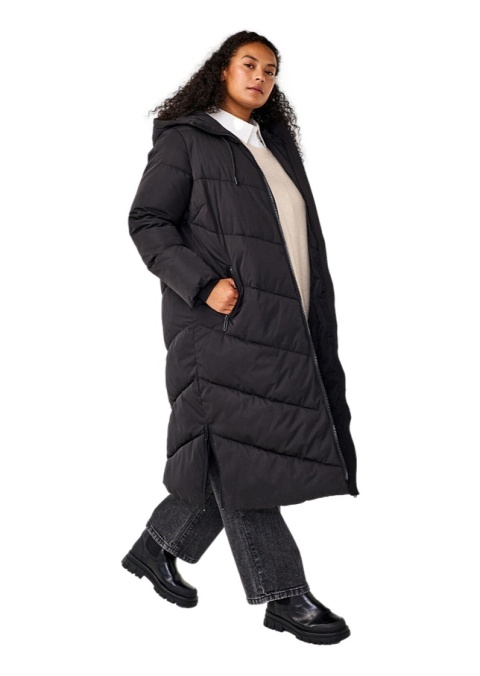 ZIZZI DŁUGA ZIMOWA KURTKA KAPTUR CZARNA 380B