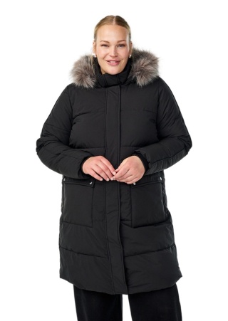 ZIZZI CZARNA PIKOWANA KURTKA ZIMOWA KAPTUR 264B