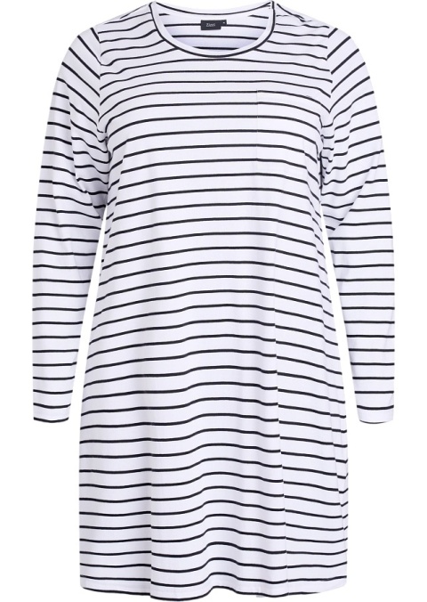 ZIZZI BIAŁA KOSZULA NOCNA W PASKI BAWEŁNA 086C