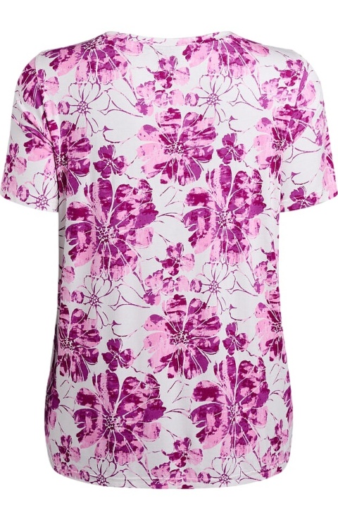 ZIZZI ŚLICZNA BIAŁA BLUZKA FIOLETOWE KWIATY WZÓR 211D
