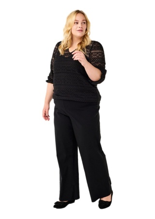 ZIZZI STYLOWE CZARNE SZEROKIE SPODNIE GUMKA 812O