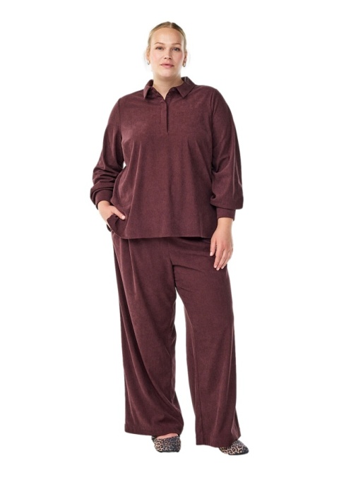 ZIZZI SZTRUKSOWE PROSTE SPODNIE BORDOWE 193B