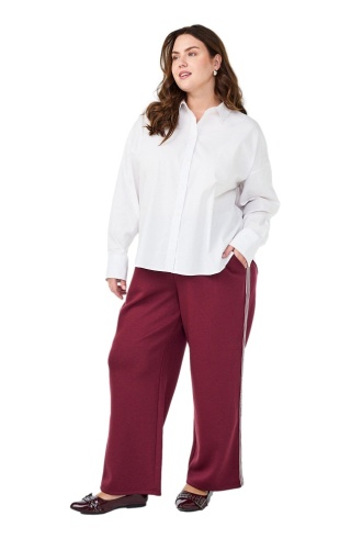 ZIZZI WYGODNE CZERWONE SPODNIE PROSTE LAMPASY 303A