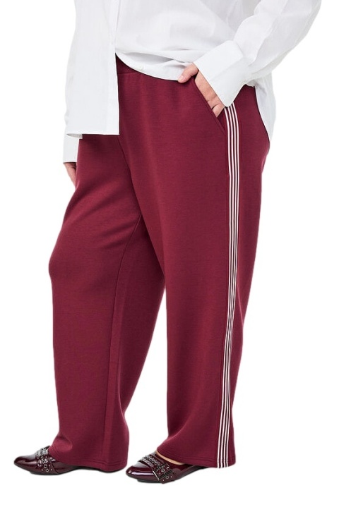 ZIZZI WYGODNE CZERWONE SPODNIE PROSTE LAMPASY 303A