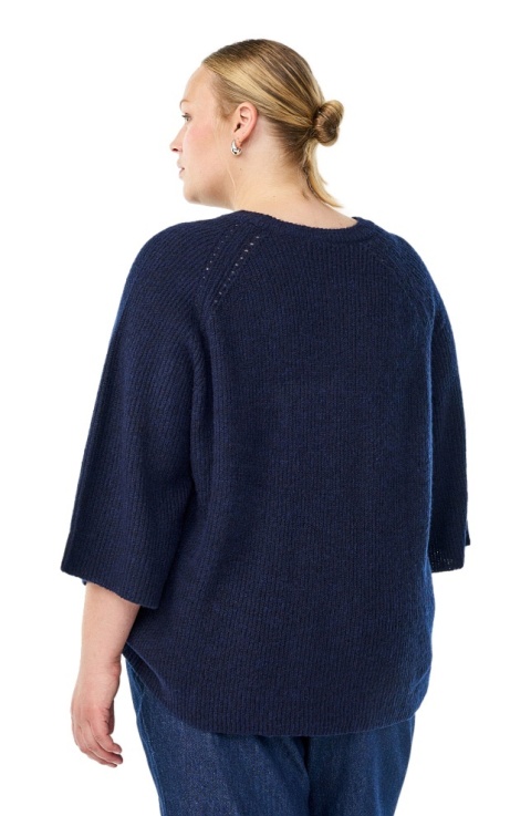 ZIZZI LUŹNY GRANATOWY SWETER PRĄŻKI 475C