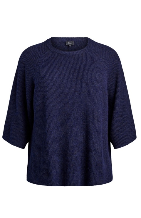 ZIZZI LUŹNY GRANATOWY SWETER PRĄŻKI 475C