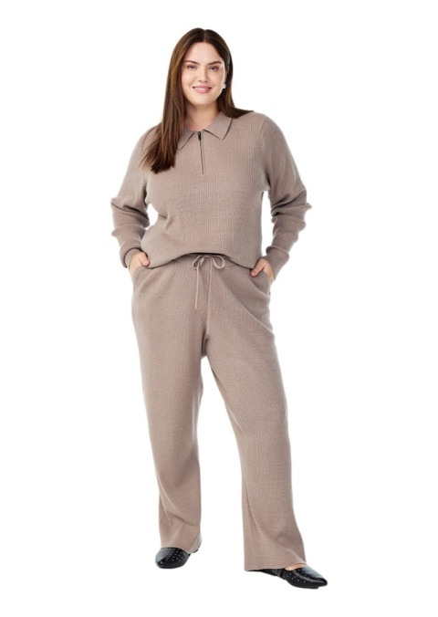 ZIZZI WYGODNE BEŻOWE SPODNIE PRĄŻKOWANE DZIANINA 479J