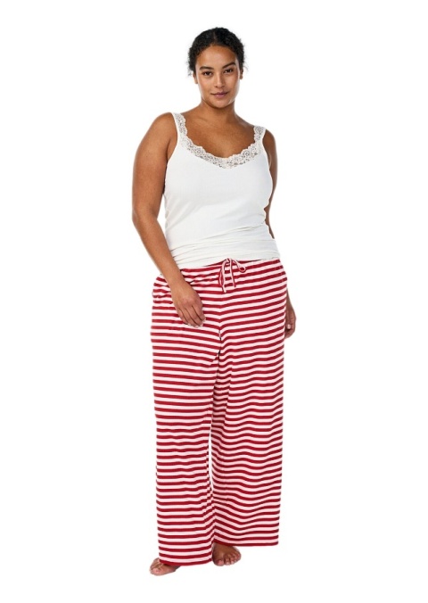 ZIZZI BIAŁE SPODNIE PIŻAMOWE W PASKI BAWEŁNA 110A