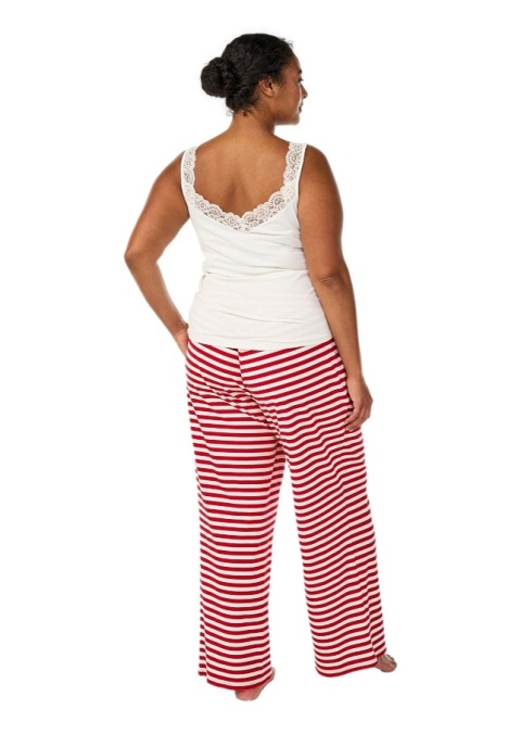 ZIZZI BIAŁE SPODNIE PIŻAMOWE W PASKI BAWEŁNA 110A