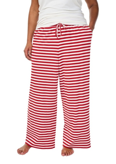 ZIZZI BIAŁE SPODNIE PIŻAMOWE W PASKI BAWEŁNA 110A