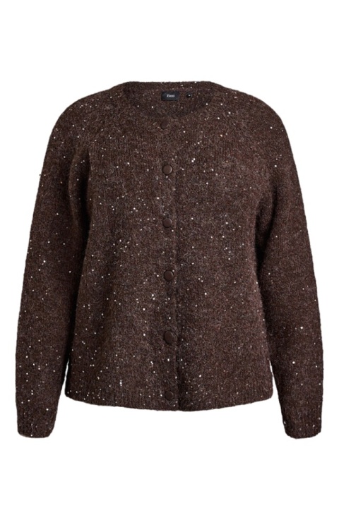 ZIZZI BRĄZOWY SWETER KARDIGAN CEKINY GUZIKI 508D