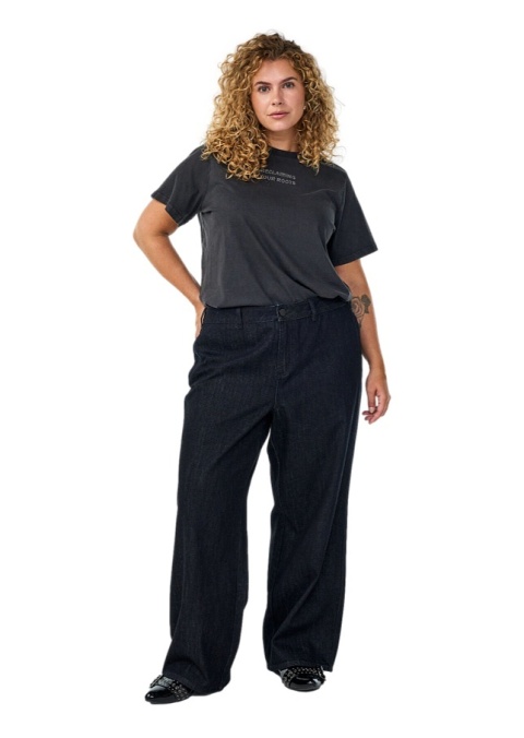 ZIZZI CIEMNOSZARY T-SHIRT DETALE NAPIS 198A