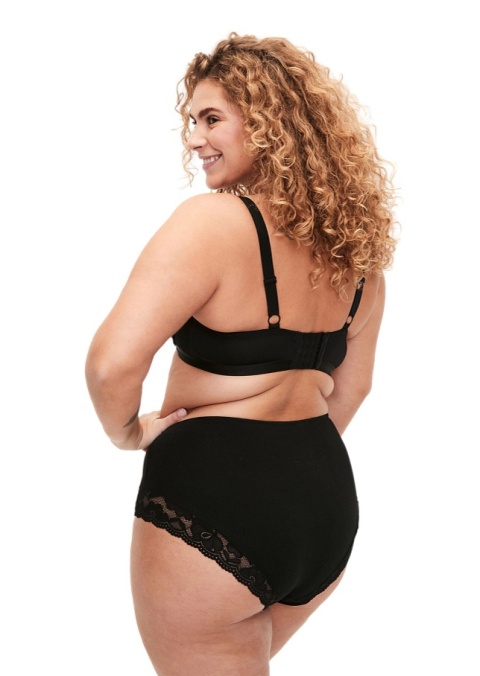 ZIZZI CZARNE BAWEŁNIANE MAJTKI FIGI KORONKA 042AW