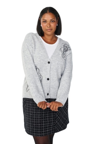 ZIZZI SZARY DZIANINOWY KARDIGAN SWETER HAFT 509C