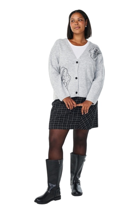 ZIZZI SZARY DZIANINOWY KARDIGAN SWETER HAFT 509C