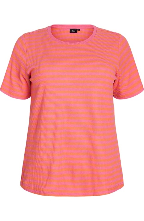 ZIZZI RÓŻOWY T-SHIRT KOSZULKA BAWEŁNA PASKI 622B