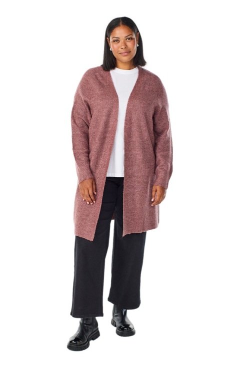 ZIZZI DŁUGI SWETER KARDIGAN RÓŻOWY PRĄŻKI 040C