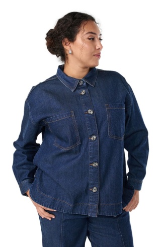 ZIZZI GRANATOWA JEANSOWA KOSZULA KIESZENIE 085D