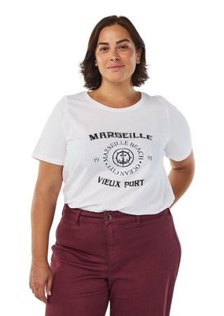 ZIZZI KLASYCZNY BIAŁY T-SHIRT NADRUK 002K