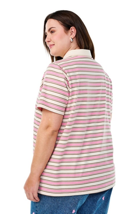 ZIZZI MODNA KOSZULKA BLUZKA POLO RÓŻOWA PASKI 611C