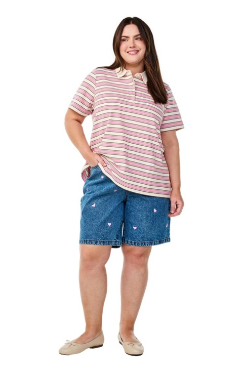 ZIZZI MODNA KOSZULKA BLUZKA POLO RÓŻOWA PASKI 611C