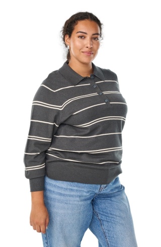 ZIZZI MODNY DZIANINOWY SWETER BLUZKA PASKI ZIELONY 479B