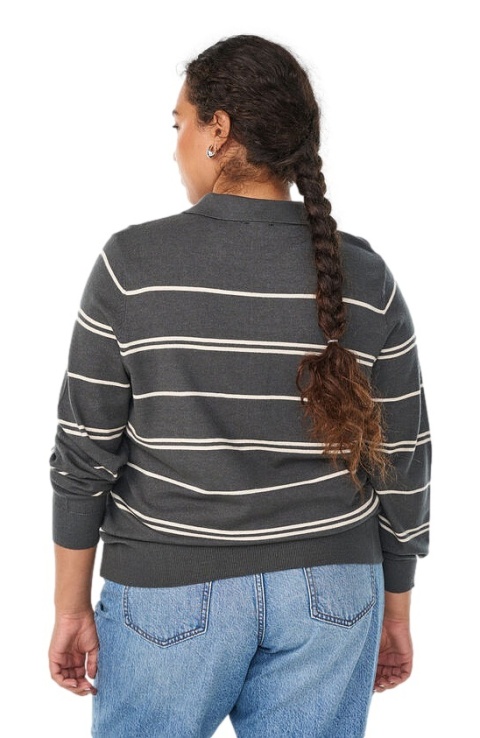 ZIZZI MODNY DZIANINOWY SWETER BLUZKA PASKI ZIELONY 479B