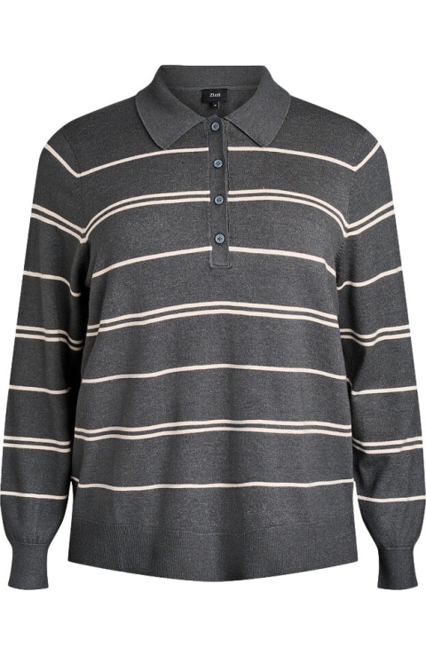 ZIZZI MODNY DZIANINOWY SWETER BLUZKA PASKI ZIELONY 479B