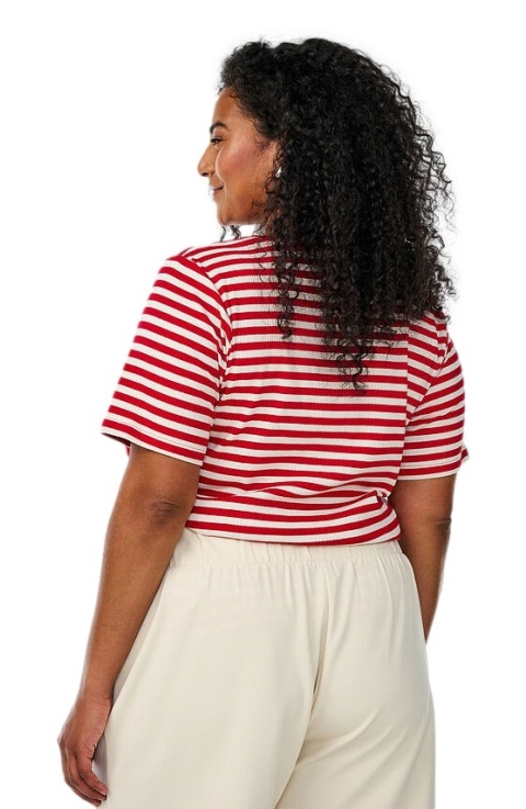 ZIZZI CZERWONY T-SHIRT KOSZULKA BAWEŁNA PASKI 622B