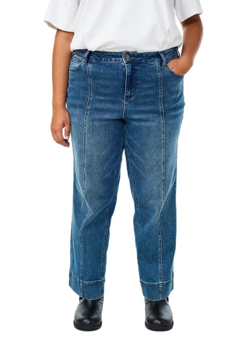 ZIZZI NIEBIESKIE PROSTE JEANSY Z PRZESZYCIAMI 909E