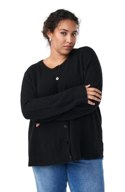 ZIZZI PIĘKNY KARDGIAN SWETER CZARNY DZIANINA GUZIKI 542A