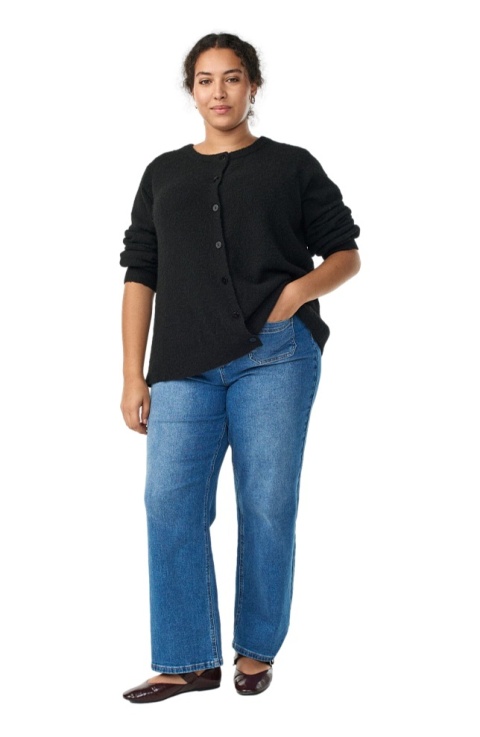 ZIZZI PIĘKNY KARDGIAN SWETER CZARNY DZIANINA GUZIKI 542A