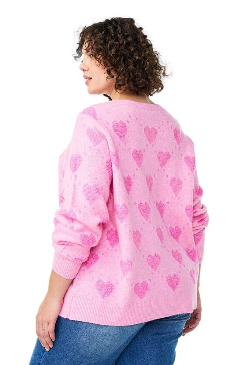 ZIZZI PIĘKNY KARDGIAN SWETER RÓŻOWY DZIANINA SERCA 422A