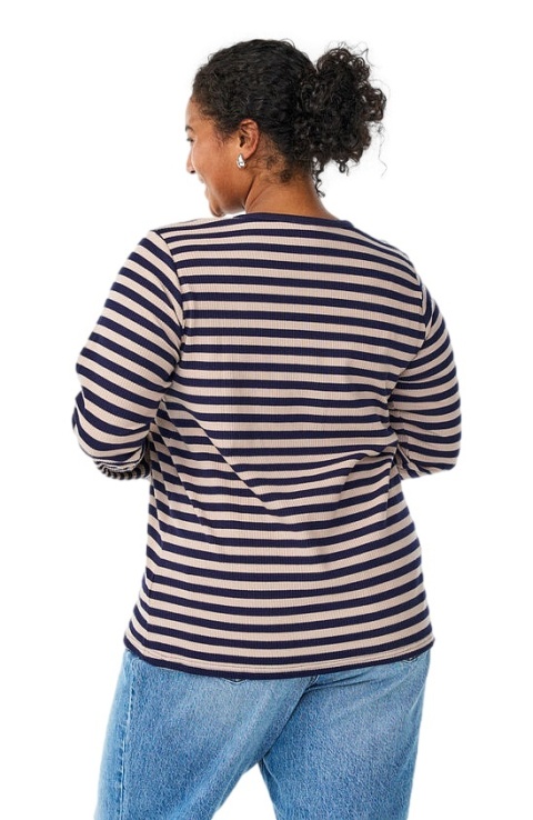 ZIZZI PRĄŻKOWANA CZARNA BLUZKA BEŻOWE PASKI BAWEŁNA 431A