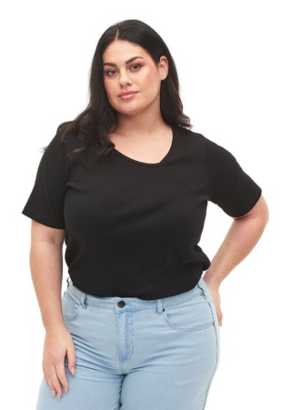 ZIZZI PRĄŻKOWANY CZARNY T-SHIRT 982A