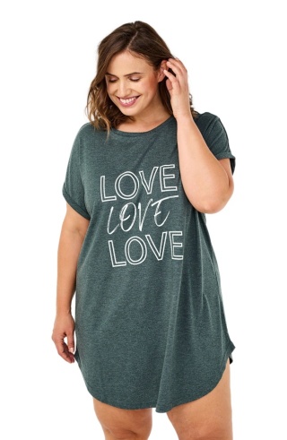 ZIZZI WYGODNA TURKUSOWA KOSZULA NOCNA NAPIS 056A