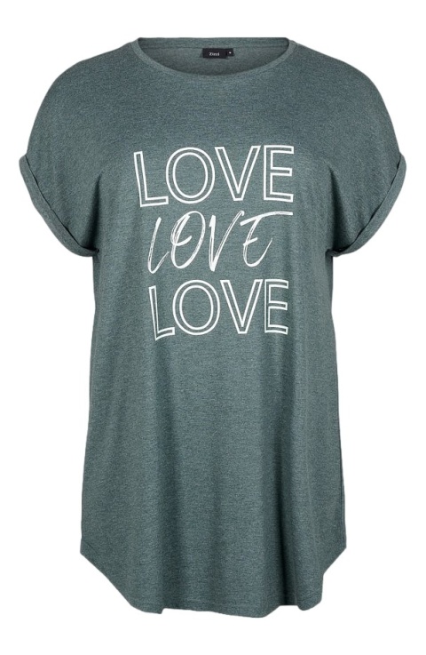 ZIZZI WYGODNA TURKUSOWA KOSZULA NOCNA NAPIS 056A