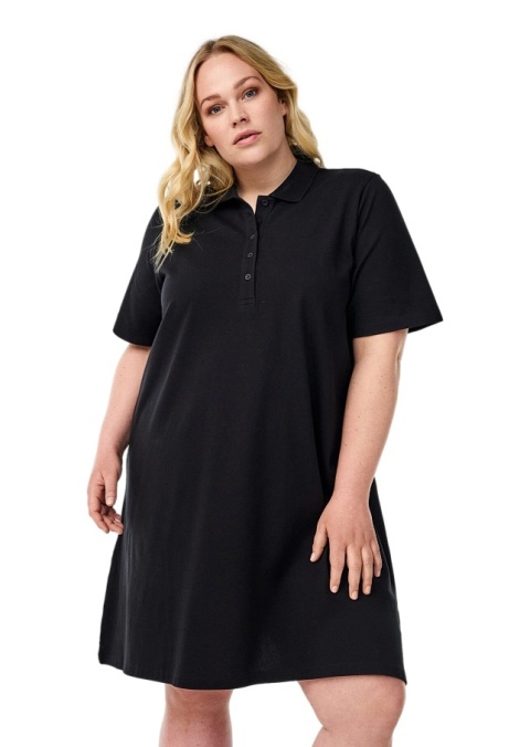 ZIZZI WYGODNA SUKIENKA CZARNA POLO BAWEŁNA 601B