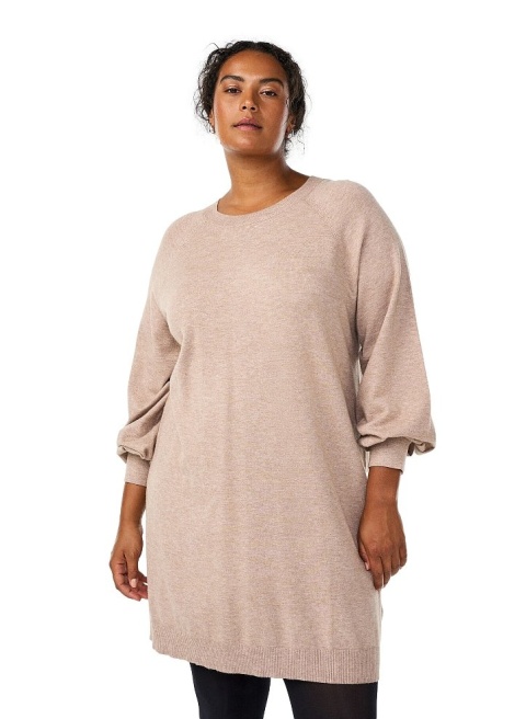 ZIZZI WYGODNA TUNIKA SUKIENKA DZIANINA BEŻOWA 479F