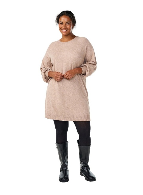 ZIZZI WYGODNA TUNIKA SUKIENKA DZIANINA BEŻOWA 479F
