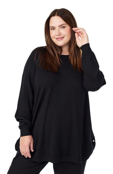 ZIZZI WYGODNA TUNIKA BLUZKA DZIANINA CZARNA 480E