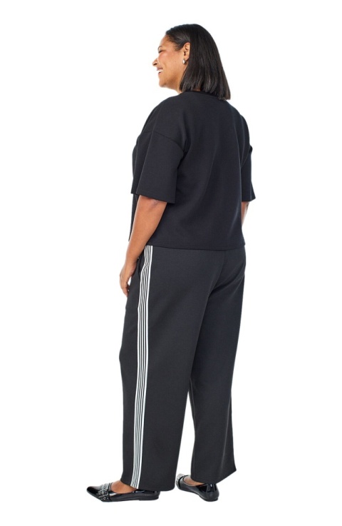 ZIZZI WYGODNE CZARNE SPODNIE PROSTE LAMPASY 303A