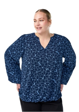 ZIZZI GRANATOWA BLUZKA WZÓR KWIATY 501A