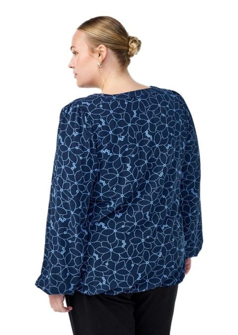 ZIZZI GRANATOWA BLUZKA WZÓR KWIATY 501A