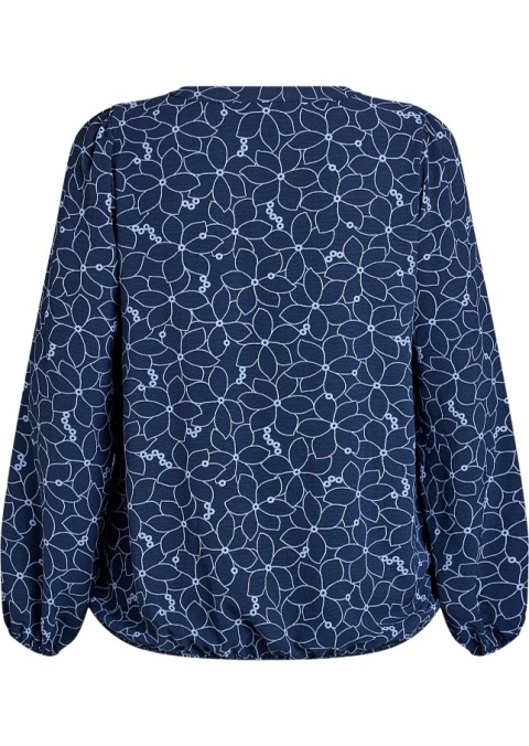 ZIZZI GRANATOWA BLUZKA WZÓR KWIATY 501A