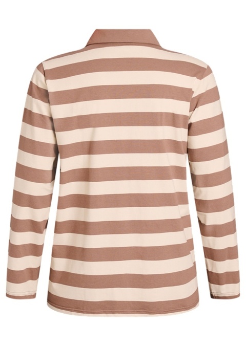 ZIZZI BEŻOWA BLUZKA POLO W PASKI 557A