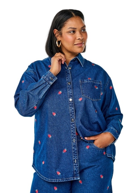 ZIZZI GRANATOWA JEANSOWA KOSZULA HAFT TRUSKAWKI 039C