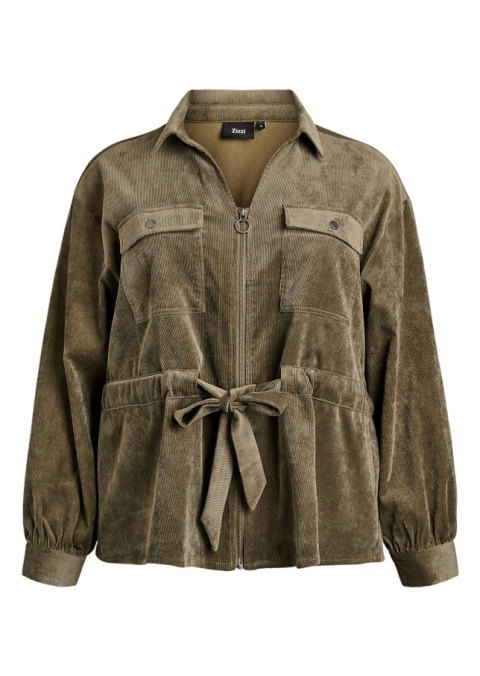 ZIZZI OLIWKOWA SZTRUKSOWA BLUZKA NA SUWAK WIĄZANIE 710A