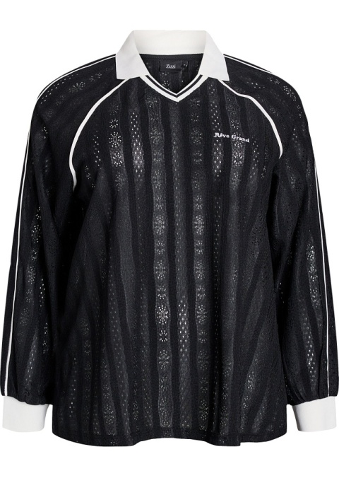 ZIZZI SPORTOWA CZARNA BLUZKA POLO TEKSTURA 658A