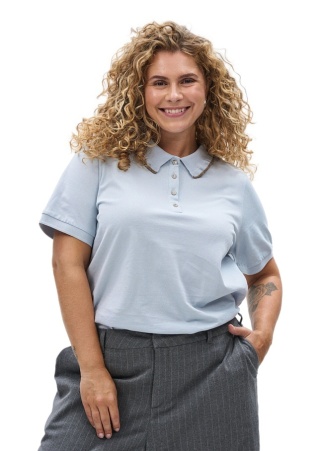 ZIZZI ELEGANCKA KOSZULKA BLUZKA POLO BŁĘKITNA 442A